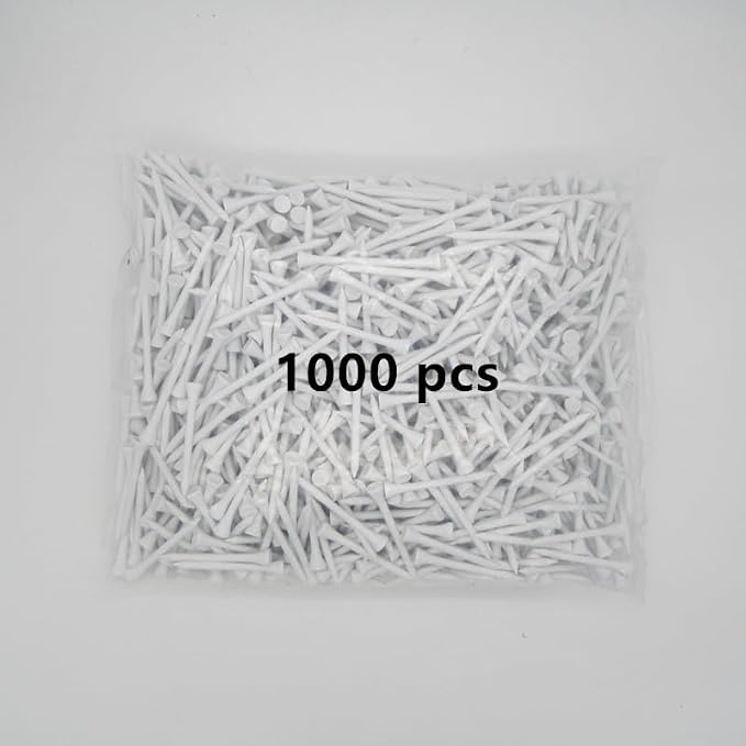 HH-GOLF®1000 Pcs Golf Tees Bulk Wood Tees 2 3/4 Inch Tall, Less Friction Professional White Wooden Tees for Clubs