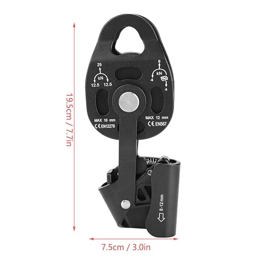 Single Swivel Pulley, 19.5x7.5cm/7.7x3.0in Rescue Single Swivel Rope Pulley Block High Strength Climbing Safety Equipment for Heavy Objects Transport