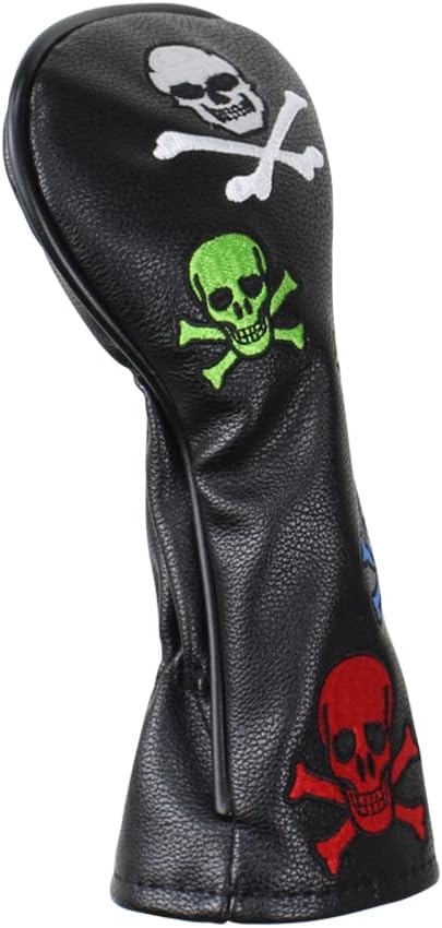 Scott Edward Skull Golf Woods Headcovers Covers for Driver Fairway 1 3 5 H Clubs Set Heads PU Leather Unisex Black Brown