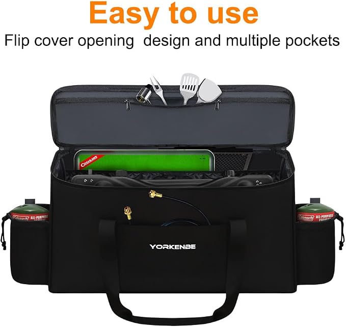 Camp Kitchen Organizer & Camping Stove Carrying Case, Multi-pocket Waterproof Portable Storage for BBQ Outdoor Cooking Essentials