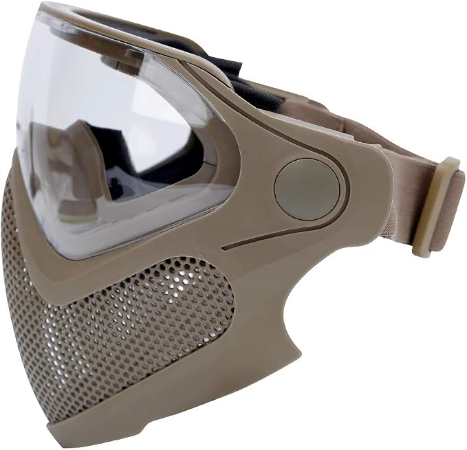 ATAIRSOFT 2 Modes Airsoft Mask Full Face Tactical Safety Protective Mask Anti-Fog Goggles Set with 3 Interchangable Lens