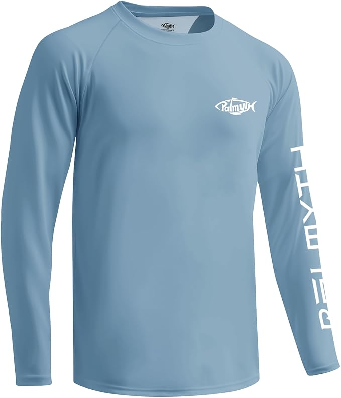 Palmyth Fishing Shirts for Men Long Sleeve UPF 50+ T Shirt Sun Protection | Quick Dry, Sun Protection, Myth-Cool Fabric, Fish Print, Moisture Wicking, Stretchy, Breathable, Fishing,Boating,Outdoor Wear