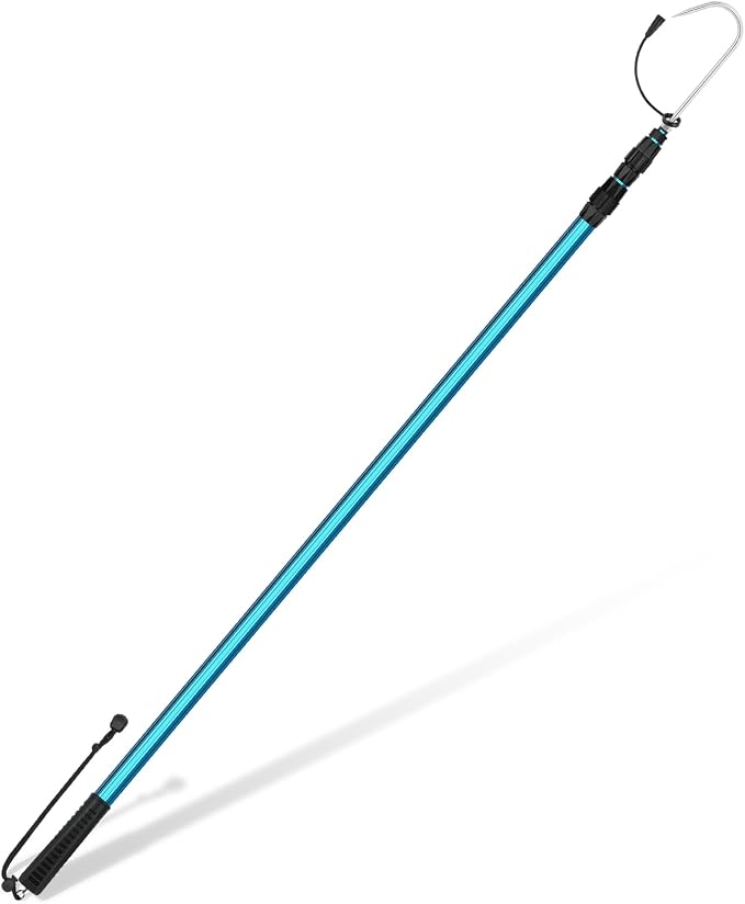 SANLIKE Telescopic Fishing Gaff Aluminum Pole with Nonslip Rubber Handle Stainless Steel M8 Screw Hook