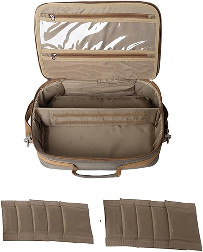 Fly Fishing Reel Case,Shockproof Organizer Bag with Adjustable Dividers, Holds 10 Fly Reels, Protective Travel Gear Bag with Mesh Pocket