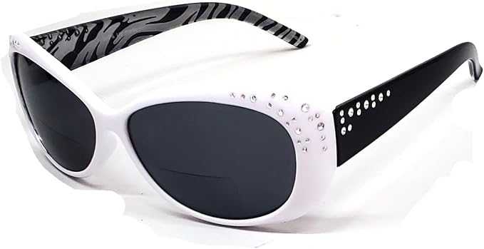 Polarized Bifocal Reading Sunglasses for Women Cat Eyes Outdoor UV400 Sun readers Fishing White Frame