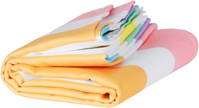 Dock & Bay Beach Towel - Quick Dry, Sand Free - Compact, Lightweight - 100% Recycled - Includes Bag - Summer - Unicorn Waves - Large (160x90cm, 63x35)