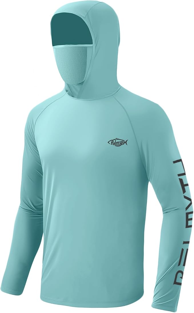 Palmyth Men's Fishing Hoodie Shirt UPF 50+ Quick-Dry Breathable Long Sleeve | Long Sleeve Fishing Shirt, UPF 50+ Sun Protection, Quick-Dry Fabric, Breathable Mesh Back, Built-in Face Mask, 4-way Stretch
