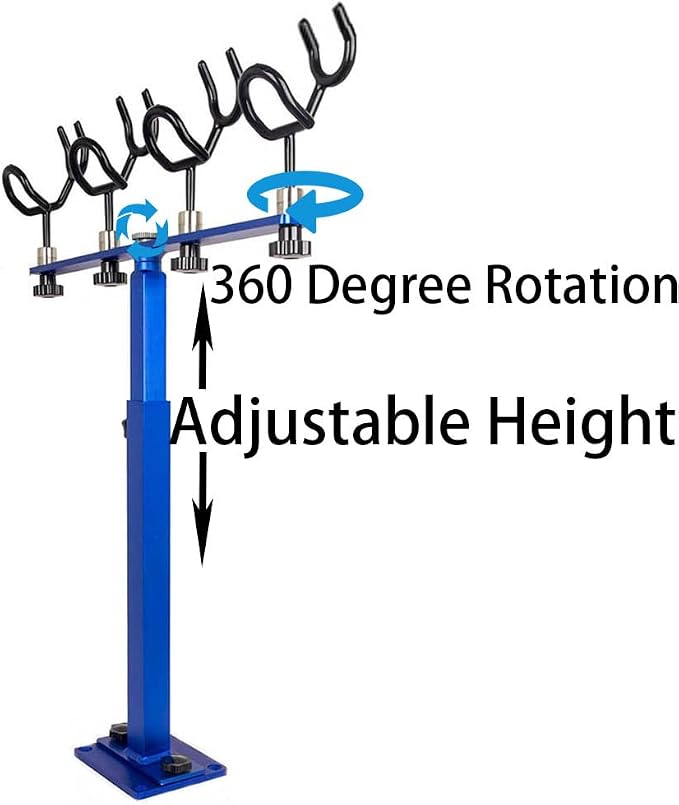 360 Degree Rotation & Adjustable Height Fishing Rod Holder with 4 Head, Marine Fishing Pole Rack with Mounting Plate, Multi-Functional Aluminum Fishing Rod Support for Wide Occasions