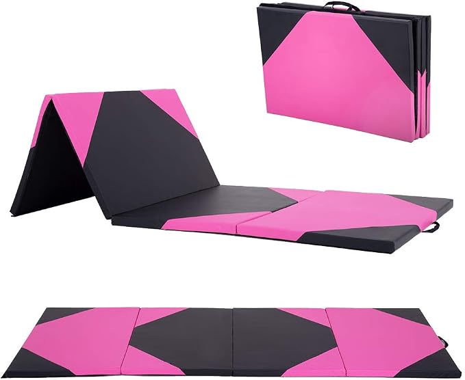 Gymnastics Tumbling Mats Portable Gymnastics Mat Folding Tumbling Mat Thick Yoga Mat Exercise Mat with Carrying Handles for home Workout outdoor Yoga Gymnastic