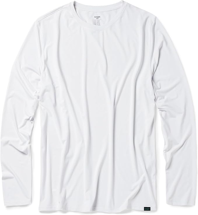 CQR Men's UPF 50+ Sun Protection Long Sleeve Quick Dry Athletic Shirts, Stretch Running Workout Hiking T-Shirts
