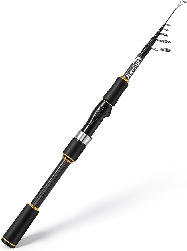 Jenseits 7FT Fishing Rod，Telescopic & 4-Piece Fishing Pole, Spin & Cast | 24T Carbon Fiber, Comfortable EVA Handle, Ceramic Guides, Bass, Trout, Catfish, Freshwater & Inshore，Fishing Gift for Men