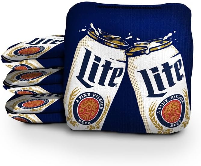 Slick Woody's Official Brand Beer + American Flag Cornhole Bags – Resin-Filled Tournament Performance with Dual Sided Professional Use Fabric- Set of 4