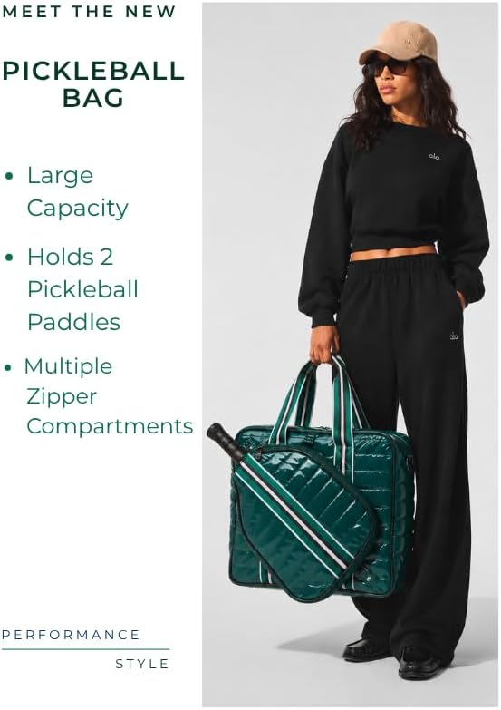 Pickleball Bag Set with Racket Compartment, Quilted Tote and Sling Bag