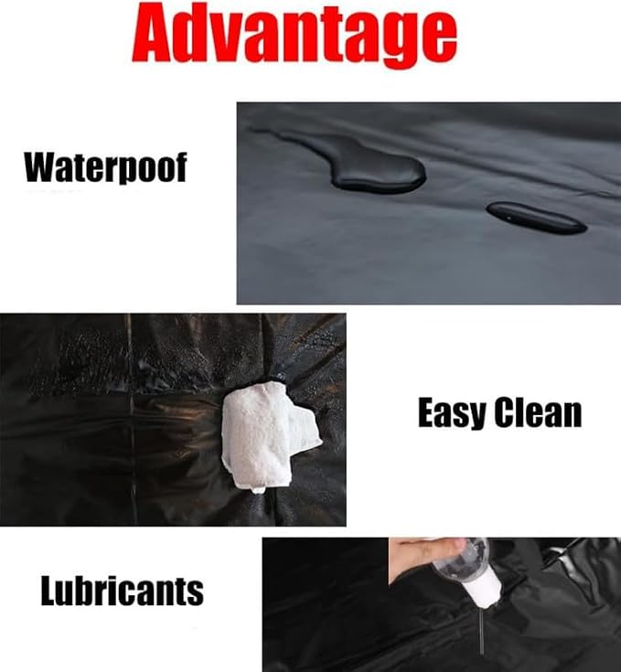 1 Comfortable Black PVC Plastic Mattress, Reusable, Equipped with Waterproof Cloth (220cm X 130cm) - H8