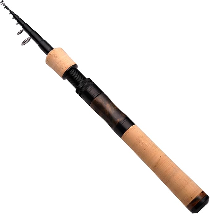 PURELURE Telescopic Fishing Rod Ultralight/Light, Portable Travel Rod 5'9'' | Carbon Fiber Rod Spinning & Casting, FUJI Alconite Ring and Reel Seat, One-Piece Mixed Carbon/4A Cork Handle, Spare Solid Tip