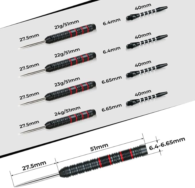Formula Sports 90% Tungsten Steel Tip Darts Set - Professional Steel Tip Darts Set with Flights, Shafts and Sharpener, Available in 21g/22g/23g/24g