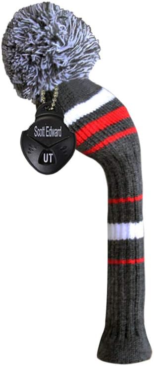 Scott Edward Golf Club Head Covers Set of 4, Acrylic Yarn Double-Layers Knitted, with Rotatable Number Tags