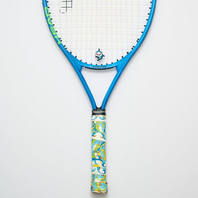 Racket Pets Kids Tennis Racket Dampener & Matching Overgrip Tape, Unicorn & Shark