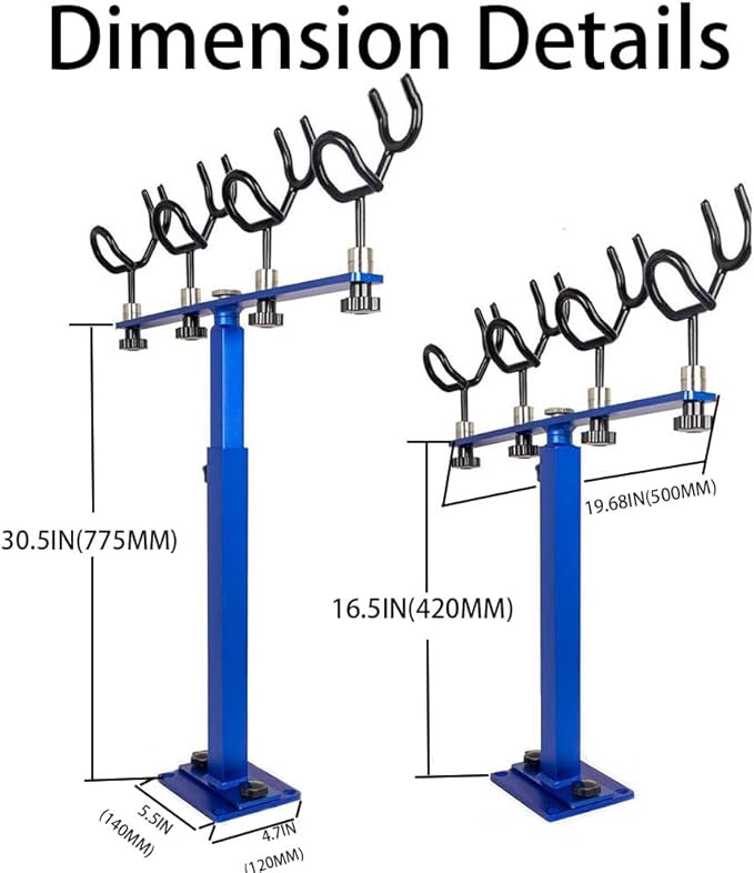 360 Degree Rotation & Adjustable Height Fishing Rod Holder with 4 Head, Marine Fishing Pole Rack with Mounting Plate, Multi-Functional Aluminum Fishing Rod Support for Wide Occasions