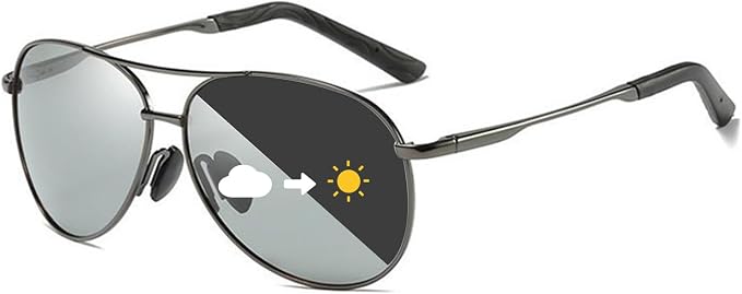 Polarized Photochromic Sports Sunglasses for Men UV-Protection Day & Night Driving Glasses - Al-Mg Metal Ultralight