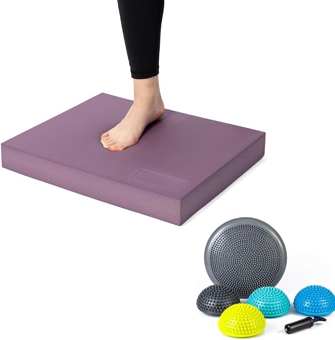StrongTek Balance Trainer Set – Extra Wide Foam Pad + Hedgehog Pod Kit for Agility, Stability & Physical Therapy