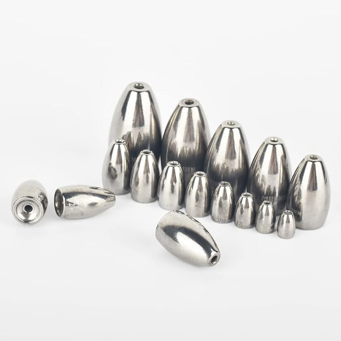 10pcs Tungsten Flipping Weights, More Sensitive Tungsten Fishing Weights Sinker for Bass Fishing, 1/16oz to 2.25 oz
