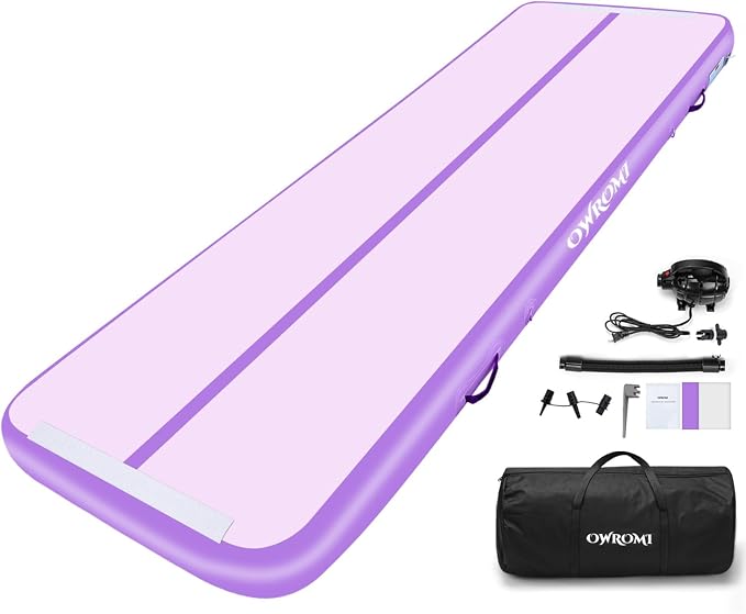 Inflatable Air Gymnastics Mats for Tumbling, 10ft/13ft/16ft/20ft Tumble Track Tumbling Mats for Kids, 4/8 Inches Thick Training Mat with Electric Pump Gymnastics Equipment for Kids Mat