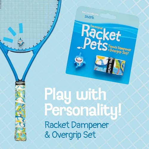 Racket Pets Kids Tennis Racket Dampener & Matching Overgrip Tape, Performance Shock Absorbing Dampener for Tennis Racket & Fun Animal Print Tennis Wrap Grip Tape