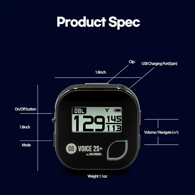 GOLFBUDDY Voice 2S+ Talking GPS Rangefinder, Clip on Hat Golf Navigation, Slope Mode on/Off, 18 Hours Battery Life, Shot Distance Measurement, Preloaded with 40,000 Courses Worldwide (Black)