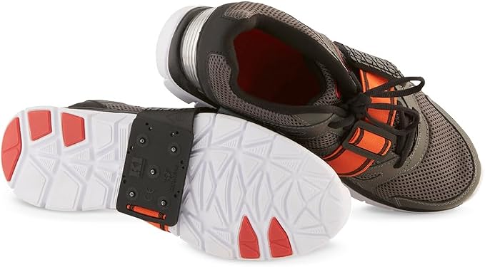K1 Mid-Sole Ice Cleats - Rotatable Traction Aids For Flat Shoes - Indoor/Outdoor, Climbing, Driving - Slim Profile - Orange