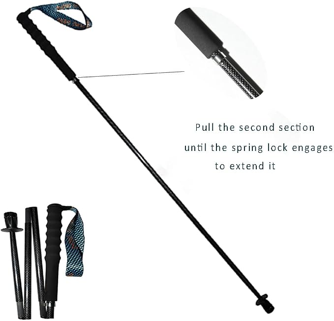 OKHEALING Ultralight Trekking Poles, Foldable, Set of 2, Ultralight Carbon Fiber, Trail Poles with Moisture Wicking Handle, with Storage Bag
