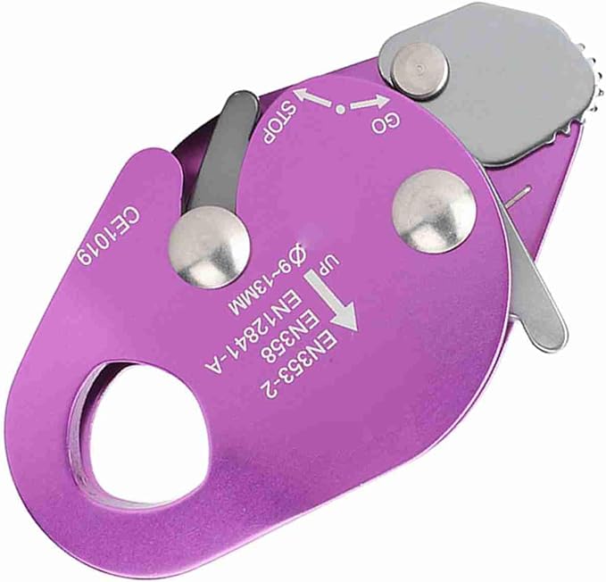 Dioche Descending Device, Climbing Stop Descender Self Braking Stop Descender Climbing Rope Grab Rope Descender for 9-13mm Rope Clamp Grab Rappel Ring Climbing Gear