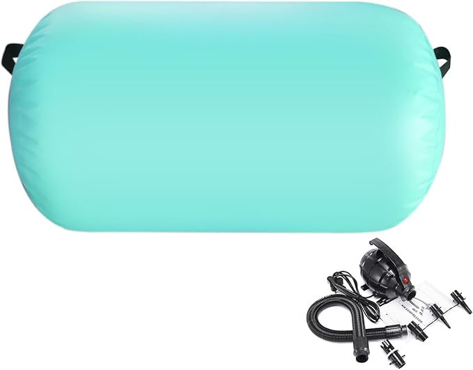 Air Roller Gymnastics Mat 60 75 cm Inflatable Air Barrel 3.3FT Gymnastics Tumbling Mat With Pump for Hand Spring Rear Training/Home Use/Fitness/Yoga