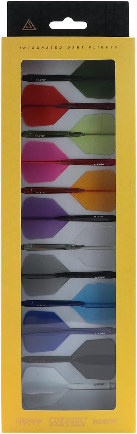 CUESOUL ROST 77 Integrated Dart Shaft and Flight Big Wing/Standard Shape Colour Collection Pack of 12 pcs