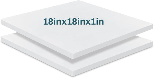 Frienda 2 Pack 1" x 18" x 18" Upholstery High Density Foam Cushion Replacement Square Cut to Size Foam Couch for Chair Couches Padding Shipping Packing DIY Cosplay Projects