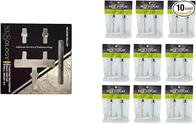 Sk8ology Skateboard Deck Display 10 Pc Kit Floating Wall Mount