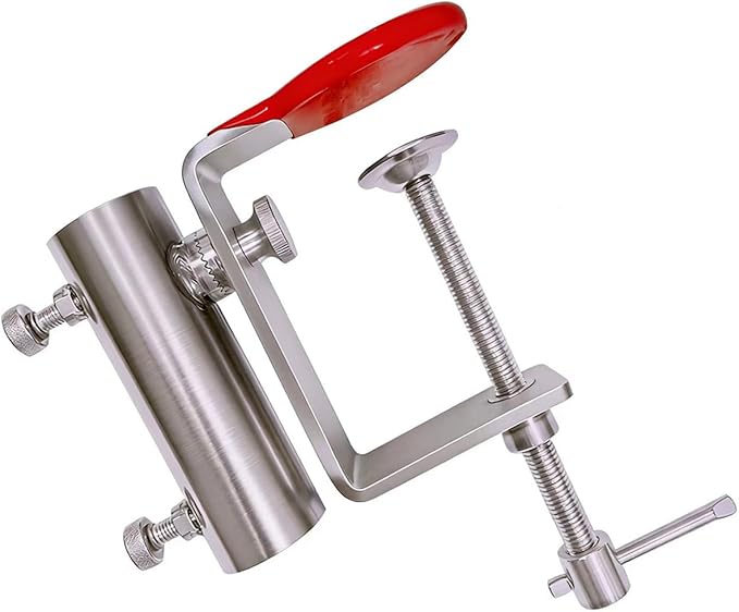 JINHAN Stainless Steel Patio Umbrella Clamp - 360° Rotatable Balcony Railing Holder for Bleachers, Fence & Outdoor Deck
