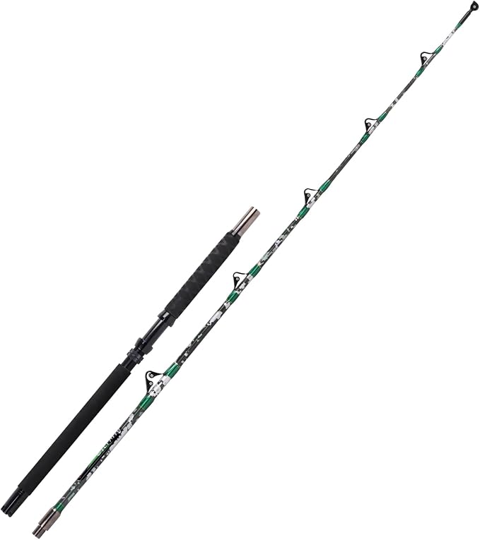 Fiblink 2-Piece Trolling Fishing Rod, Saltwater Roller Rod, Portable Big Game Rod(5’6”/6’/7’)
