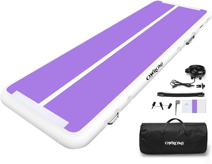 Inflatable Air Gymnastics Mats for Tumbling, 10ft/13ft/16ft/20ft Tumble Track Tumbling Mats for Kids, 4/8 Inches Thick Training Mat with Electric Pump Gymnastics Equipment for Kids Mat