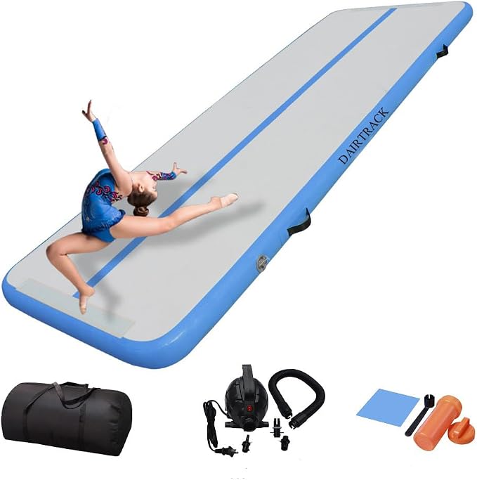DAIRTRACK Inflatable Gymnastics Air Mat 10ft/13ft/16ft/20ft Tumble Track Tumbling Mats for Home Use/Gym/Training/Cheerleading/Yoga/Water