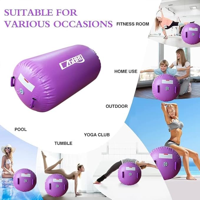 CZGBRO Gymnastics Barrel Air Roller with Pump, Inflatable Tumbling Equipment Air Mat Octagon Mat for Backhandspring Training Cheerleading Home Use
