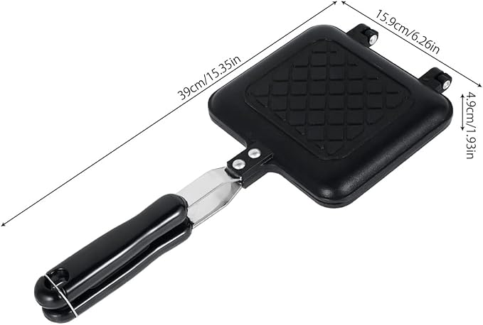 Double Side Sandwich Maker Camping Toastie Grilled Panini Maker Pan with Non-Stick Plates Aluminum Flip Cheese Makers Frying Pan Sandwich Toaster Press Waffle Makers for Kitchen Breakfast Camp