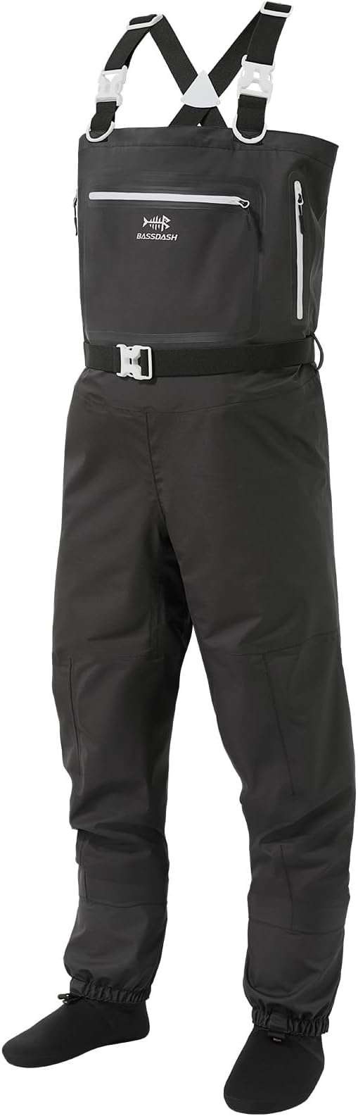 BASSDASH Breathable Ultra Lightweight Chest Stocking Foot Fishing Hunting Waders for Men