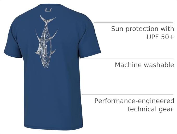 HUK Mens Fishing Graphic Tee, Performance Short Sleeve, Quick-Dry