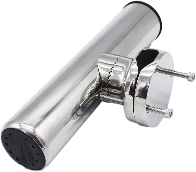 X-Haibei 2 Pcs Rail Clamp On Fishing Rod Holder for Boat Stainless Steel Clamp Fittings Rail 1-1/4 to 2 inch