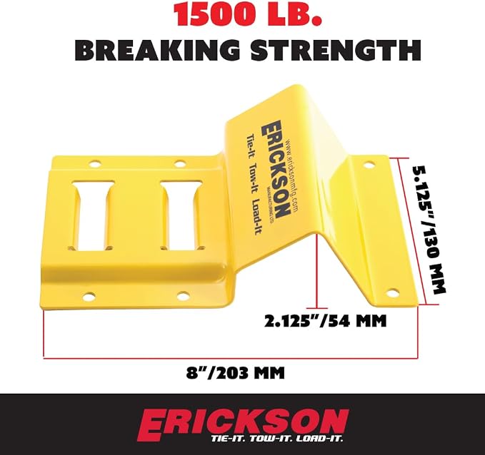 Erickson Wheel Chock Tie-Down Kit, 2 in x 7.5 ft, Double Slotted E-Fitting, Fits 10 in-30 in Tires, 1500 lb Ratchet Straps - Secures ATV, UTV, SxS, Mower & More