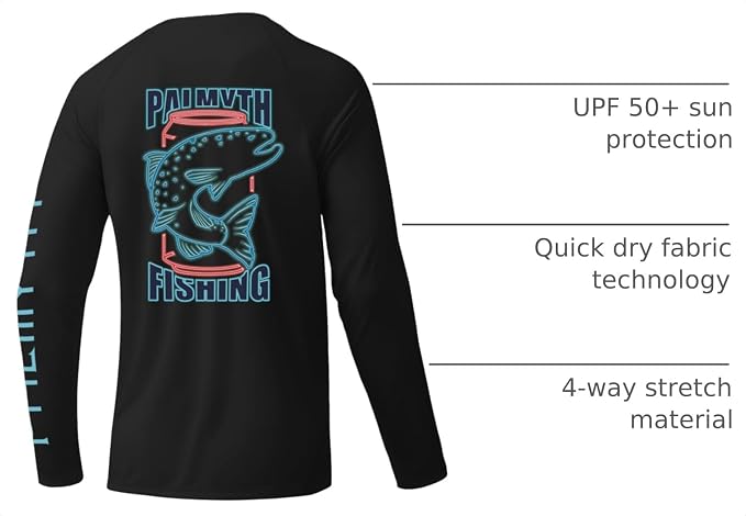 Palmyth Fishing Shirts for Men Long Sleeve UPF 50+ T Shirt Sun Protection | Quick Dry, Sun Protection, Myth-Cool Fabric, Fish Print, Moisture Wicking, Stretchy, Breathable, Fishing,Boating,Outdoor Wear