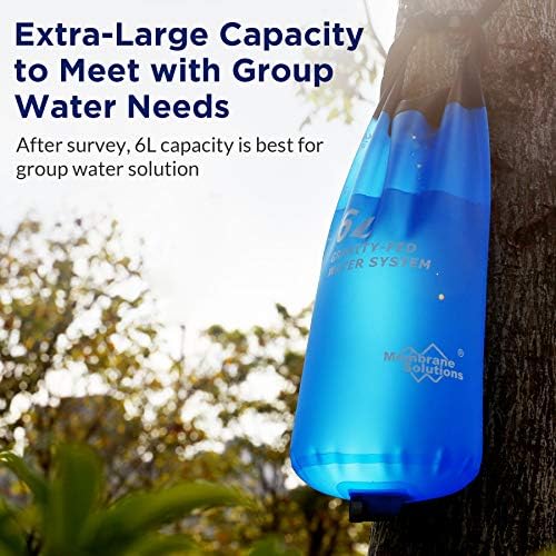 Membrane Solutions Upgrade 5 Stage Water Filter Straw 4 Pack and Gravity Water Filter Pro 6L, 0.1-Micron Versatile Water Purifier Survival Gear and Equipment for Group Camping Emergency