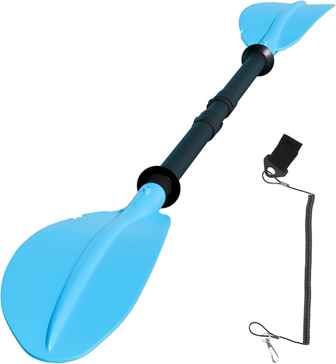 Heavy Duty Kayak Paddle, 96 Inches Kayaking Oars for Boating Canoeing with Free Paddle Leash Aluminum Alloy Shaft Paddle Blades Blue Color.