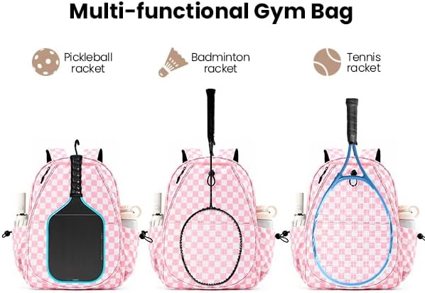 Mosthink Pickleball Racket Backpack Tennis Bag for Women Water-Resistant and Machine Washable Tennis Backpack，Lightweight Sports Bag for Pickleball, Badminton